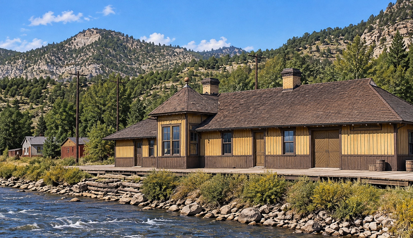 Artistic rendering of the Rio Grande Southern Placerville station