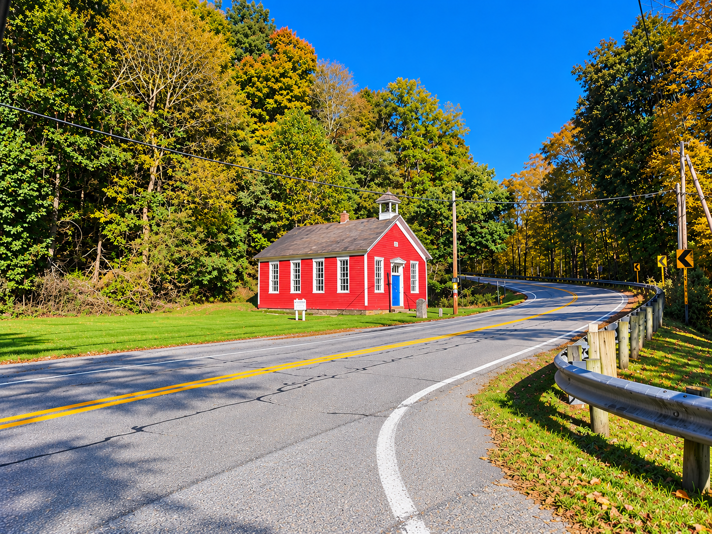 Historic red schoolhouse near Fredericktown, Ohio